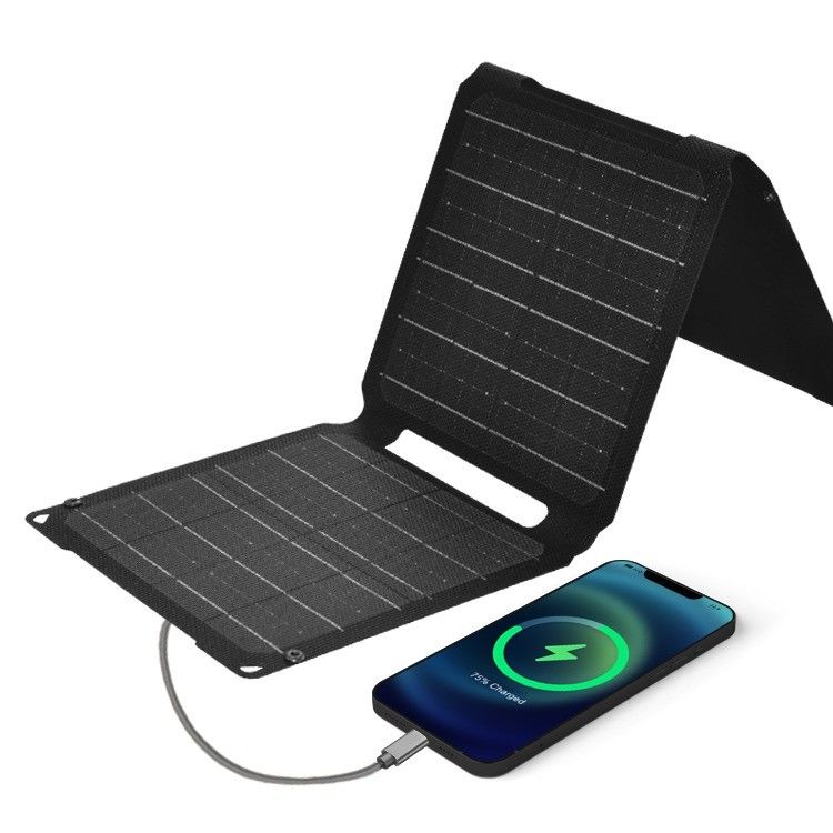 Bolsa solar portátil de 20W de célula mono con salida USB tipo-C y material de superficie ETFE