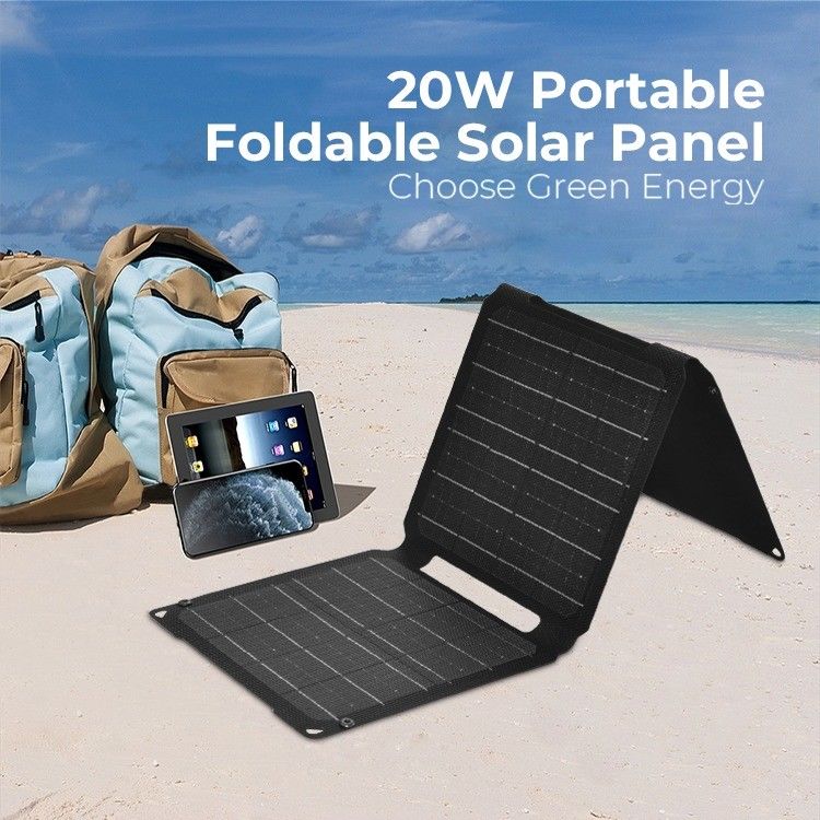 Bolsa solar portátil de 20W de célula mono con salida USB tipo-C y material de superficie ETFE
