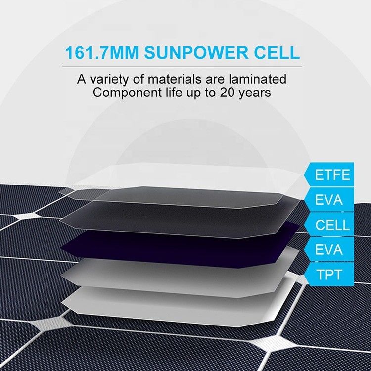 PV 12v 24v 200w 100w ETFE Panel Solar Kit Flexible Para el RV al aire libre
