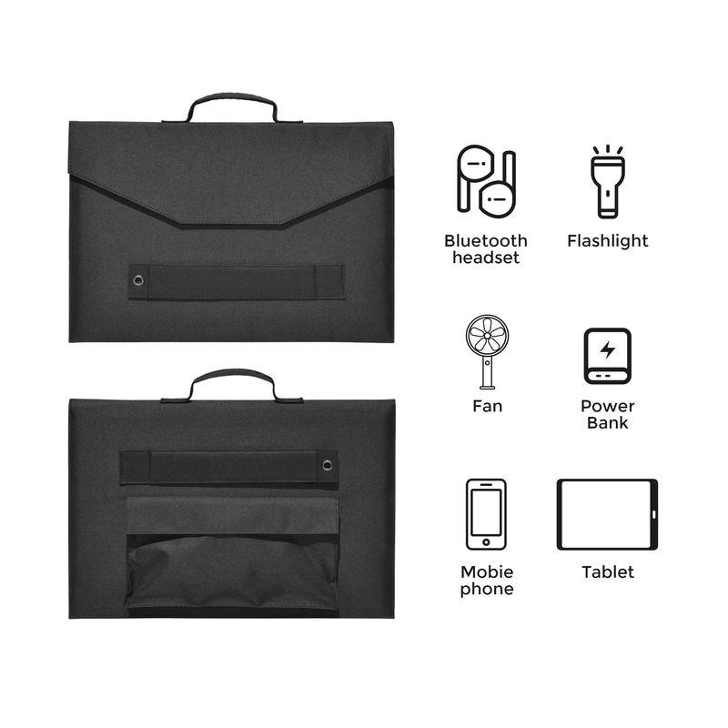Panel solar plegable de 100W monoceldas de color negro completo con material de superficie PET / ETFE