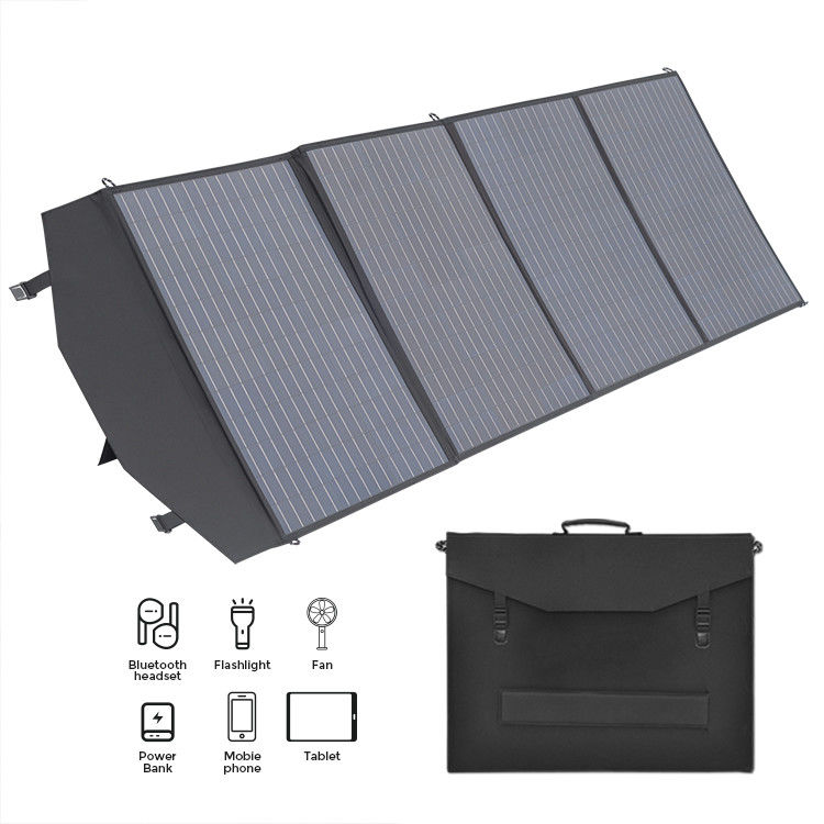 Panel solar plegable flexible portátil de 200w 220w con mango de plástico HDPE y bastidor de tierra